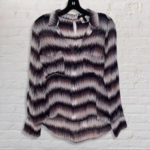 BCBG Max Azria Anderson Printed Semi-Sheer Blouse